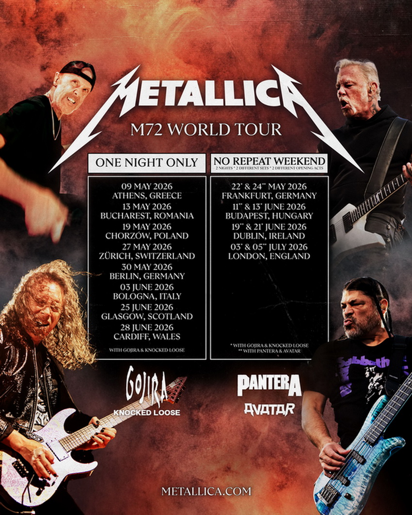 Metallica M72WorldTour2026 AllDates News Story 850x